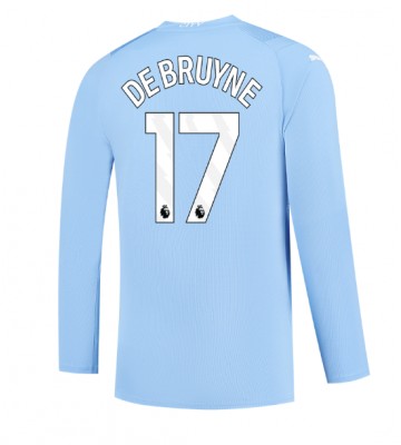 Manchester City Kevin De Bruyne #17 Koszulka Podstawowych 2023-24 Długi Rękaw